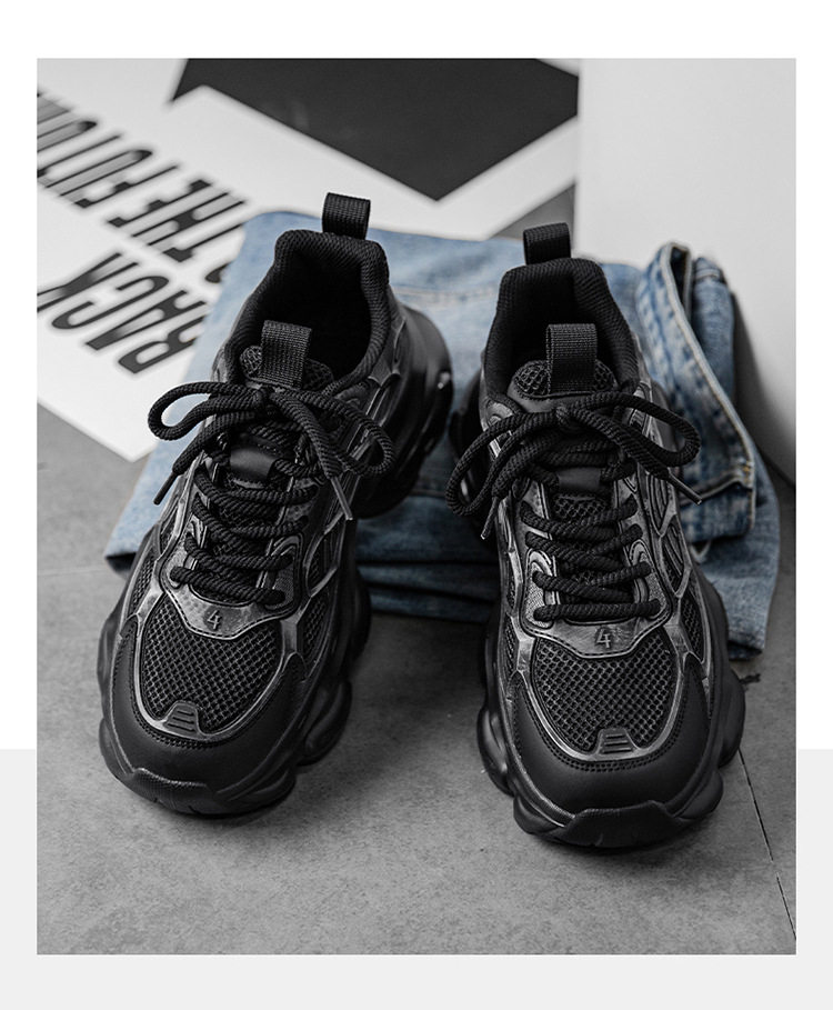 Giày sneaker nam cổ thấp buộc dây đế dày bọc da phong cách thời trang, giày thể thao tăng chiều cao — Cà phê ZS-F 8965m, ZS-F8965 Xingka, ZS-F8965 màu đen chi tiết 18
