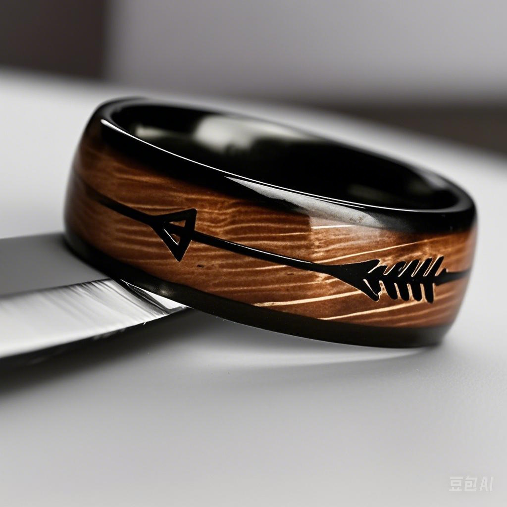 2025 New Retro Black Arrow Men's Ring Stainless Steel Simple Fashion Ring Black Wood Grain Black Arrow