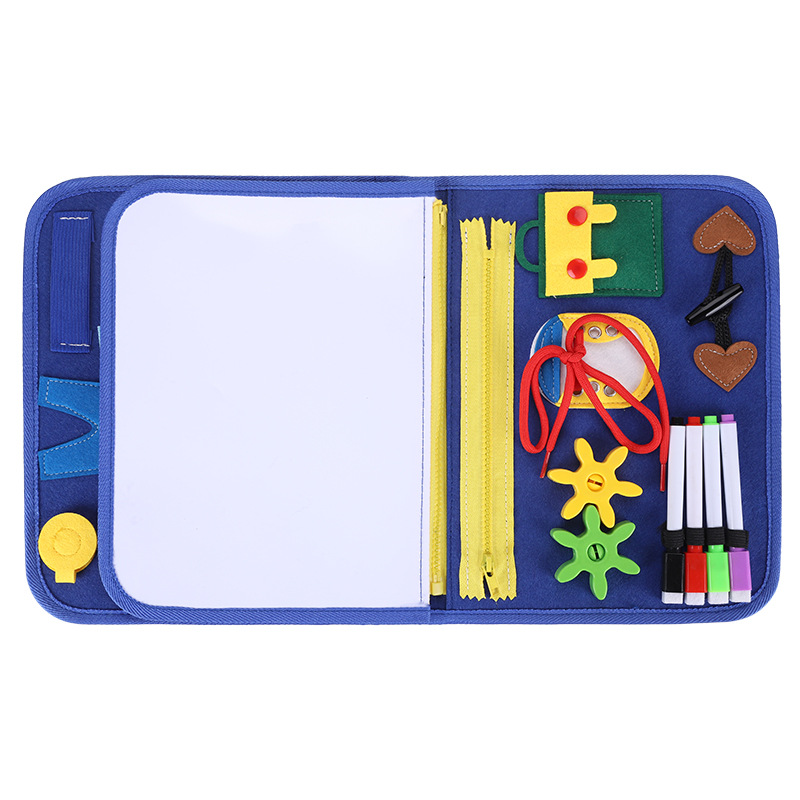 De los niños Montessori Educación Temprana Educativo ocupado fieltro tablero de aprendizaje de vestir juguetes jardín de infantes la vida del bebé material didáctico iluminación