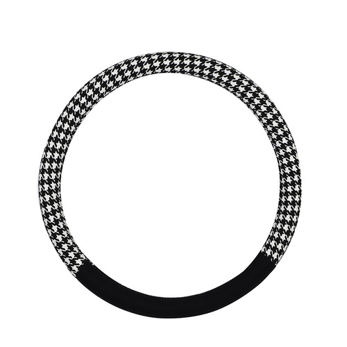 Car steering wheel cover Houndstooth stretch cotton steering wheel cover All-season anti-slip creative car handle cover