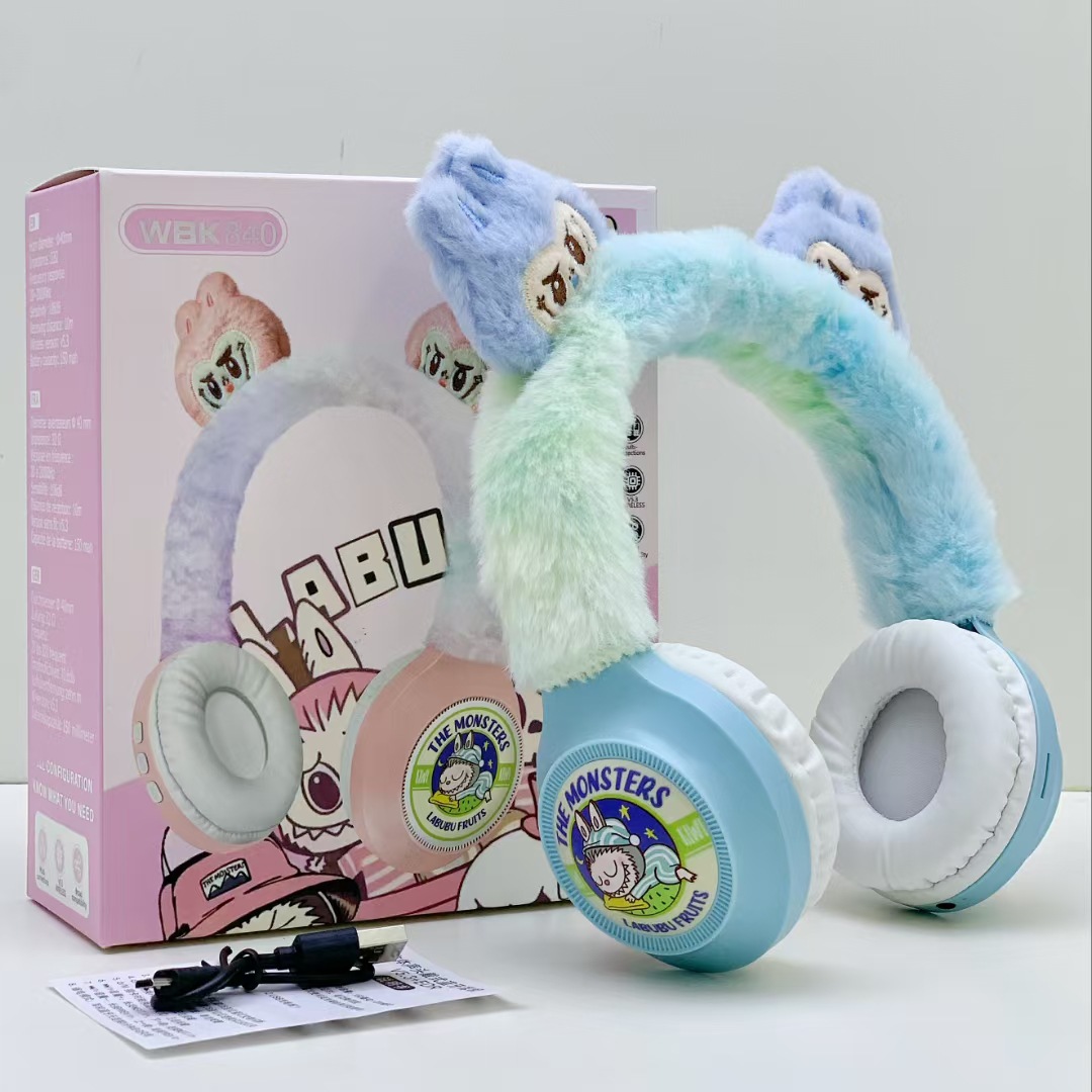 Nuevo WBK-840 transfronterizo regalo creativo rabu dibujos animados niños felpa auriculares inalámbricos Bluetooth
