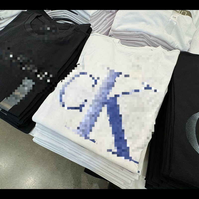 Men's round-neck short-sleeve summer fashion T-shirt with a large CK gradient print, loose fit, available for wholesale