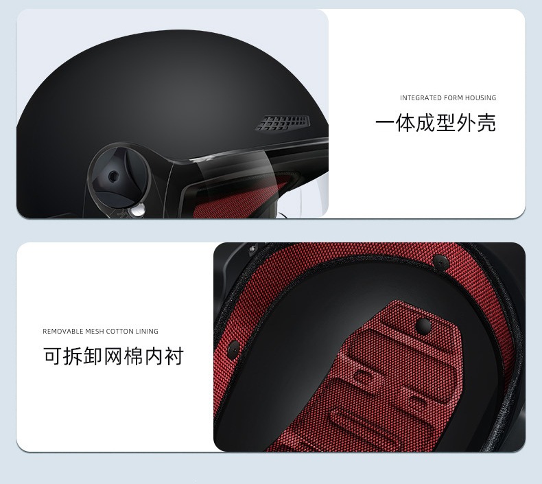 ogo3C certified electric vehicle helmet, sun-protective half helmet for electric scooters and motorcycles, suitable for both men and women, meets national safety standards