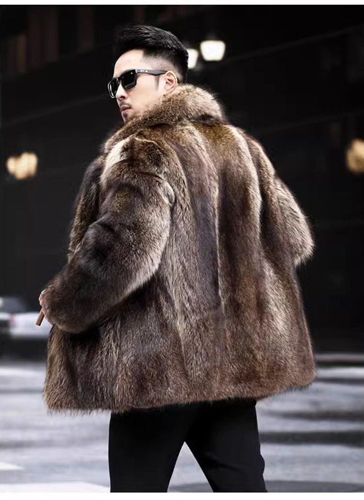 Mens Fur Coat Mink Coat Mid-length Imitation Fur Fox Fur Mink Fur