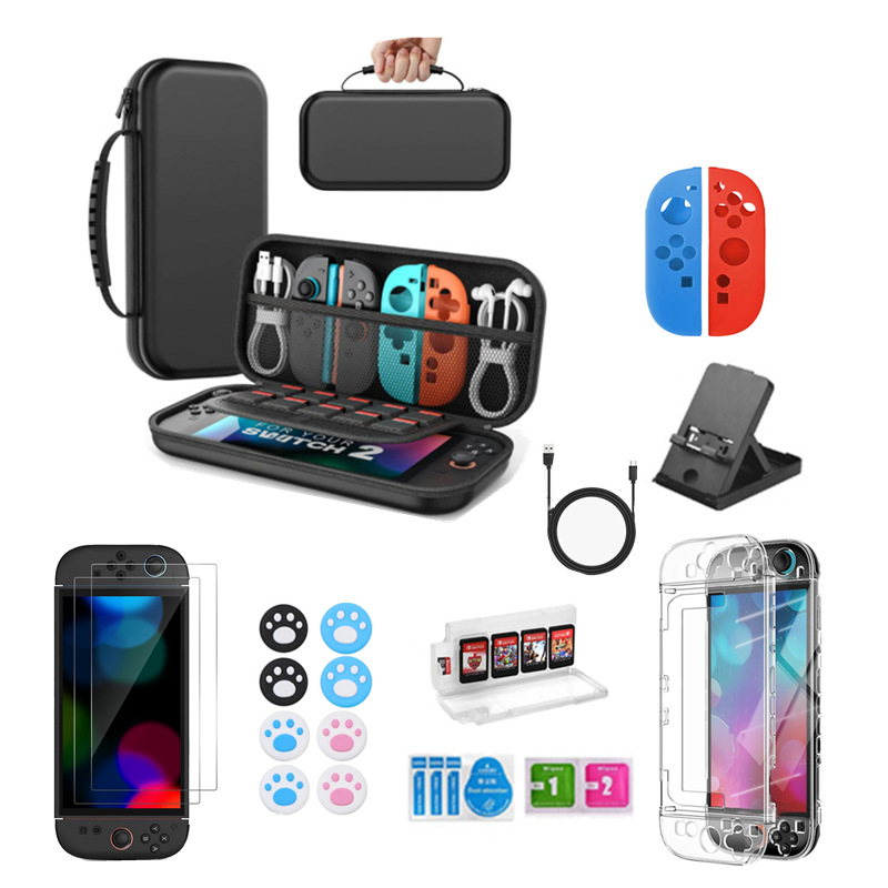 2025 nuevo conjunto de bolsa de almacenamiento switch2 cubierta protectora de caja de cristal switch2 película templada switch2