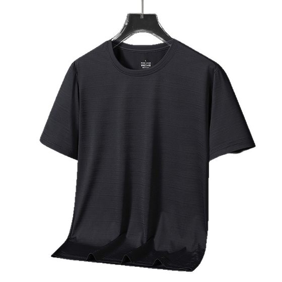150kg Men's Extra Large Ice Silk Short Sleeve T-Shirt Summer Breathable Plus Fat Extra Large Loose Elastic Ultra-Thin Sports Top