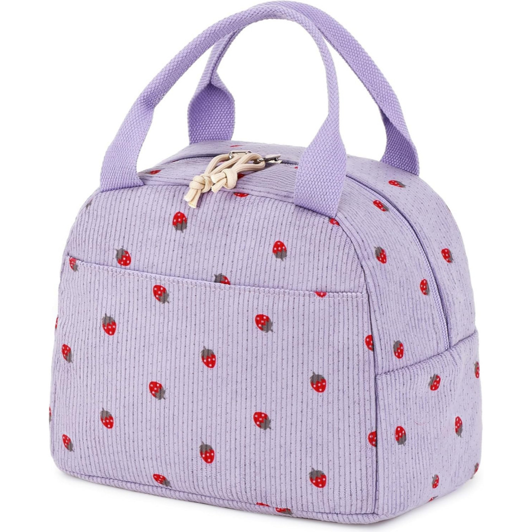 Nuevo producto transfronterizo Bolsa bento portátil con estampado de pana Bolsa de almuerzo fresca de gran capacidad adecuada para acampar al aire libre