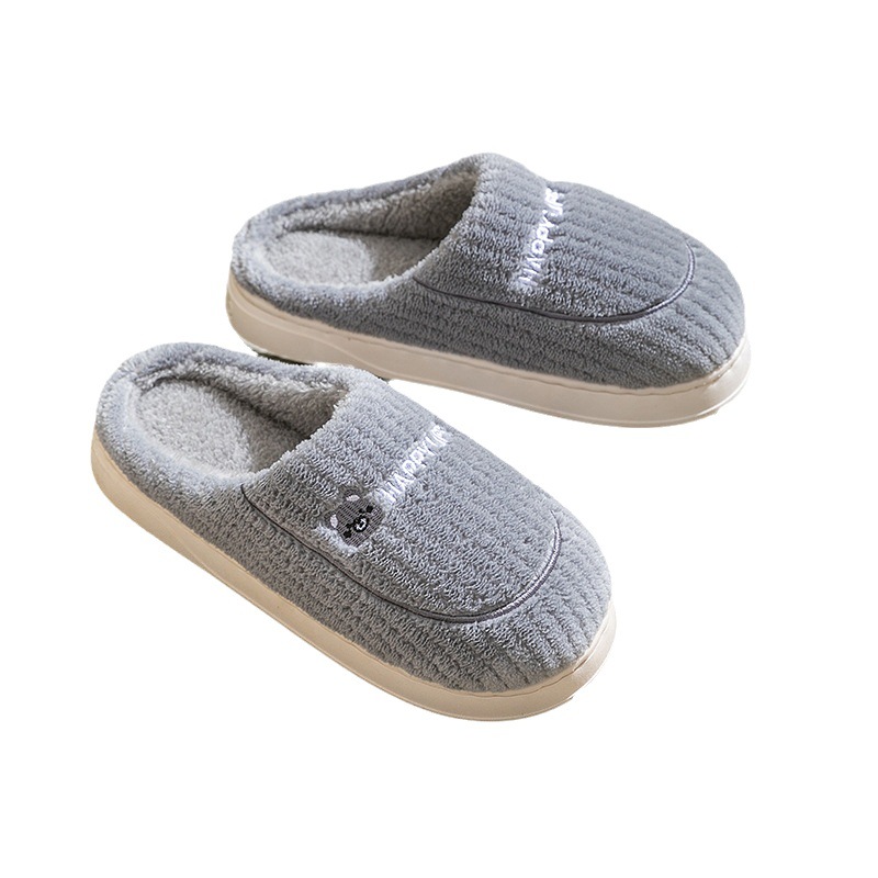 In stock cotton slippers women's home autumn and winter indoor warm home shoes couple slippers men's winter home shoes manufacturer