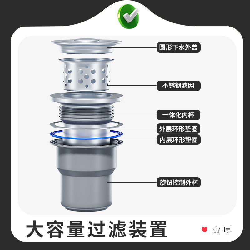 Venta directa de fábrica, lavabo hecho a mano para proyectos hoteleros, lavabo de agua engrosado, lavabo individual para cocina doméstica, fregadero de acero inoxidable sus304