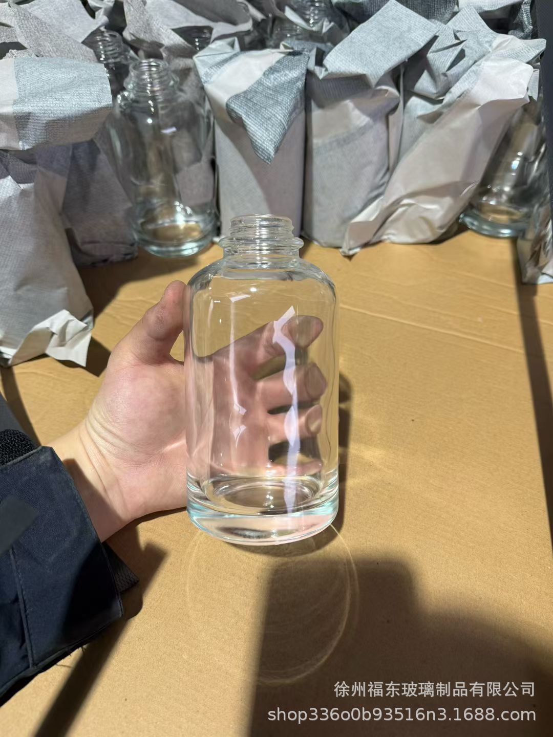 Amazon transfronterizo botellas de vidrio transparente botellas vacías de baño botellas de cosméticos de gel de baño