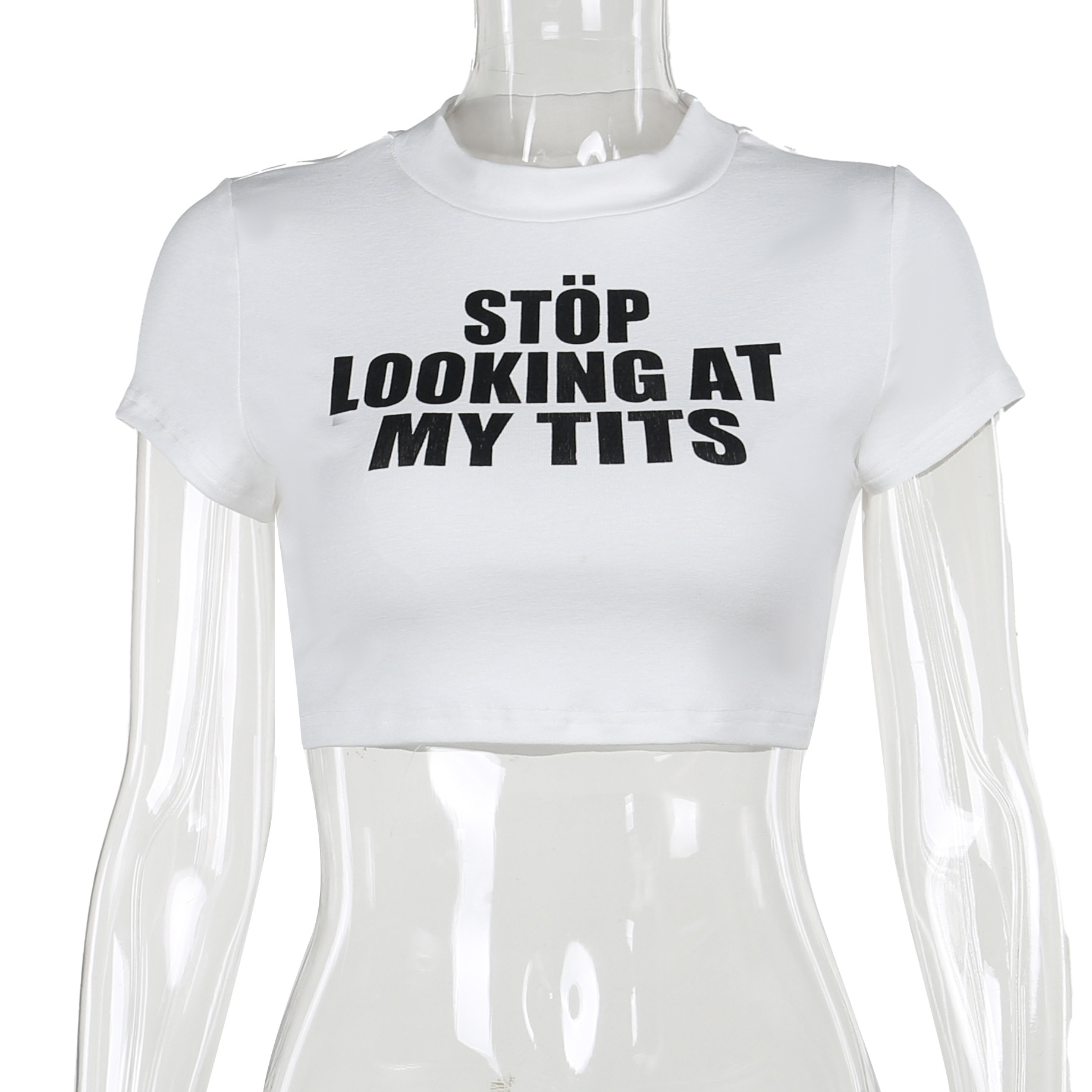 Camiseta corta sexy de otoño, informal, ajustada, combinable con todo, con letras estampadas, miniabrigo para mujer