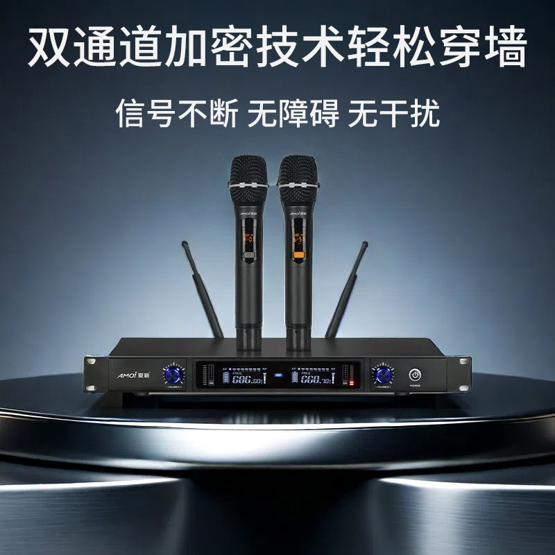 Xia Xin Professional Wireless Microphone One-to-Two Stage Dynamic Microphone Wedding Performance KTV Anti-Howling Wholesale