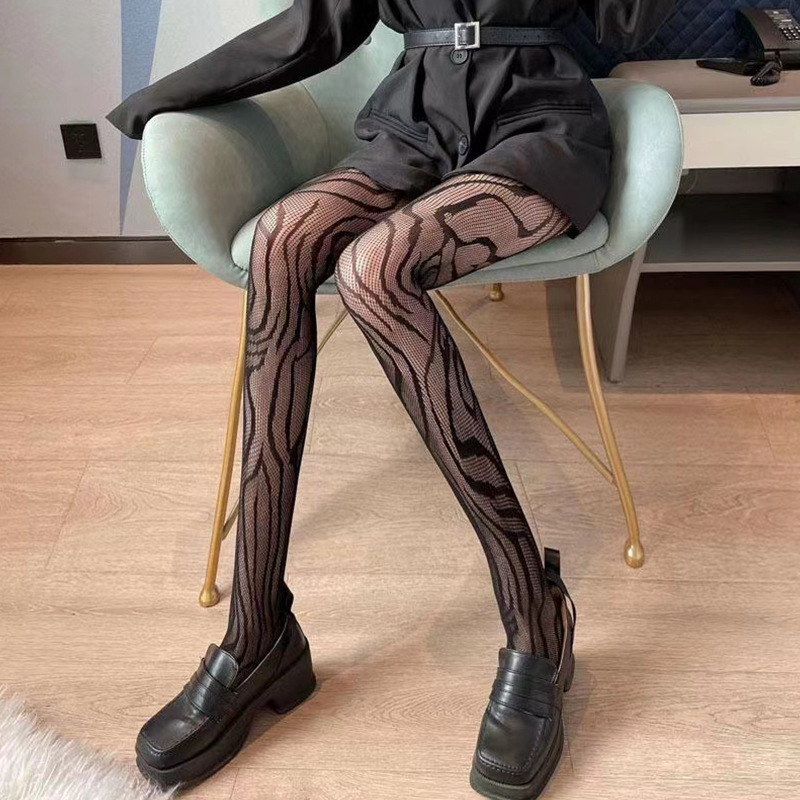 Foreign Trade Cross-Border European and American Pantyhose Fishnet Stockings Fashionable Girls Sexy Tattoo Lace Body Jacquard Lace Cut Out