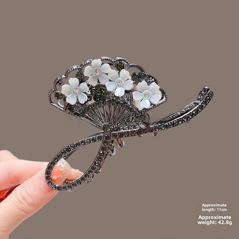 Temperamento Full Diamond Metal Shark Clip Hairpin Back Head Coil Hair Grab Clip Donna Primavera Estate Super Large Clip Copricapo Hair Grab_voghion.com