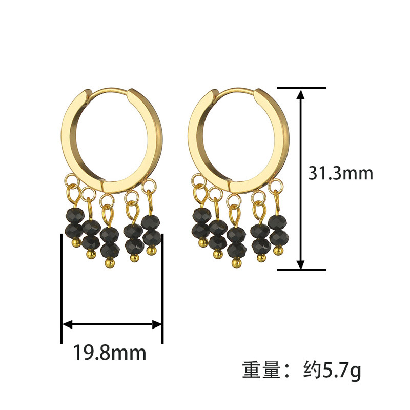 Nihaojewelry Korean Style Rice Bead Tassel Titanium Steel Earrings Wholesale Jewelry display picture 1