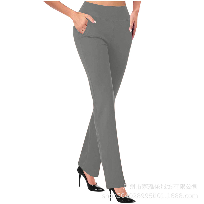 2024 European and American Cross-border Women's Yoga Pants Belly-in High Waist Straight Sports Pants