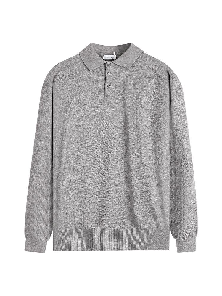 Hombres primavera y otoño nuevo botón de solapa camiseta de manga larga polo casual universal delgado suéter de alta calidad para hombres