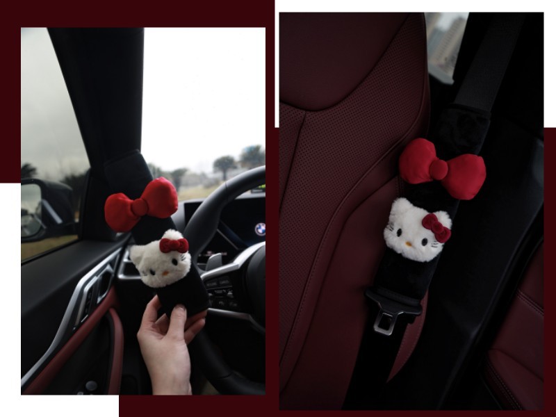 Original handmade cute kt bow car seat belt shoulder pad anti-friction decoration car good things new car gift