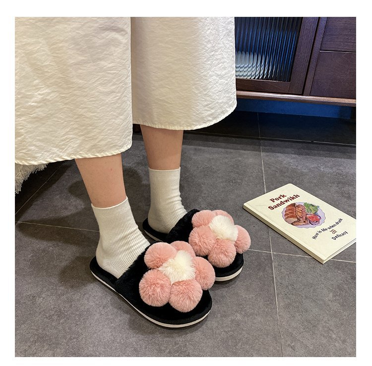 Flower Home Plush Cotton Slippers NSDFX81870