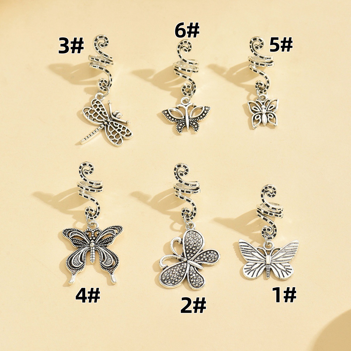 Perucas trenzadas decoración anillo de pelo toque de pelo aleación mariposa pequeña colgante trenzada africana colgante