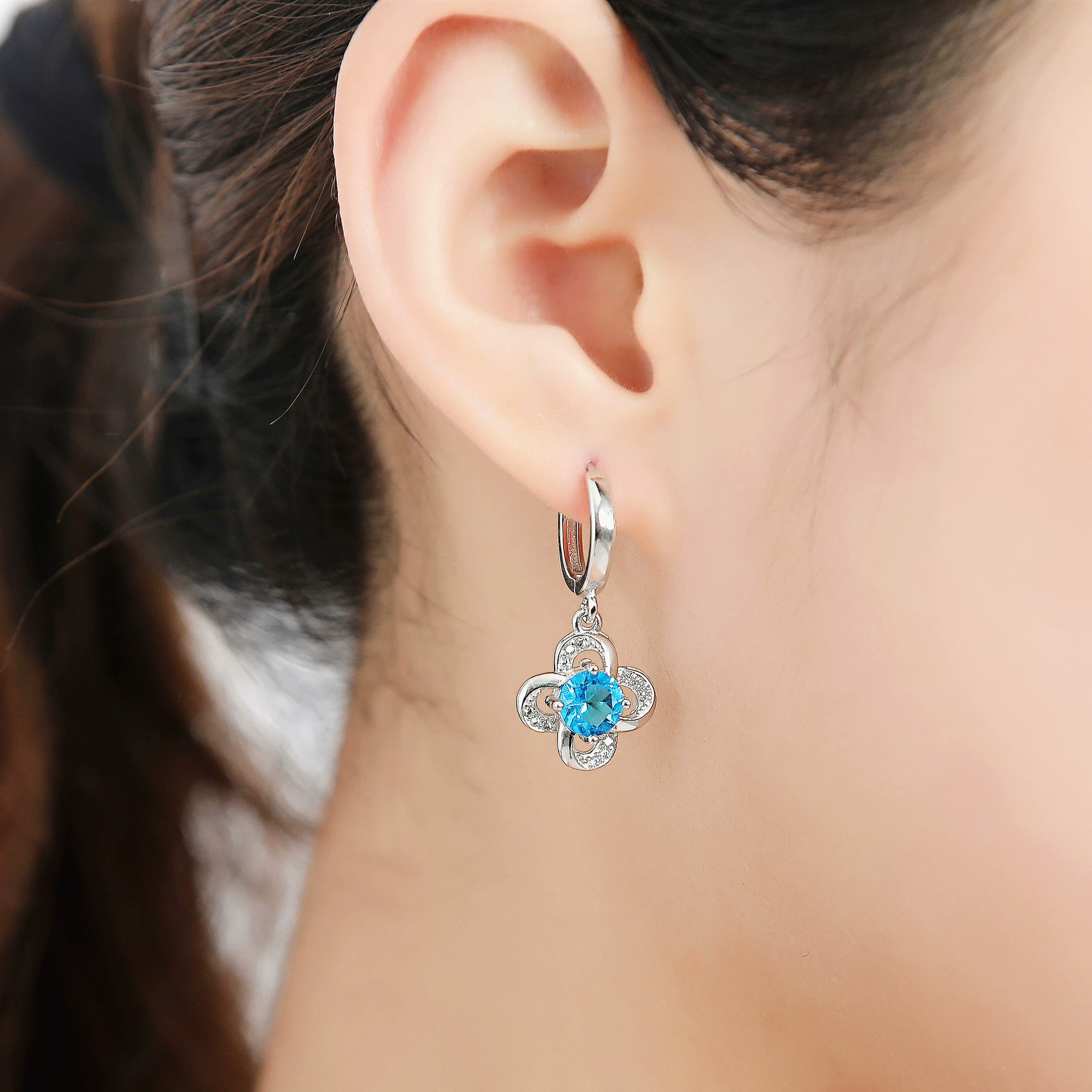 Silver earrings, accessory, simple and elegant design