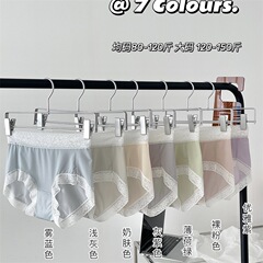 Ice silk seamless mid-waist women's underwear butt lift briefs sexy lace non-pinching mask pants pure cotton with enlarged profile