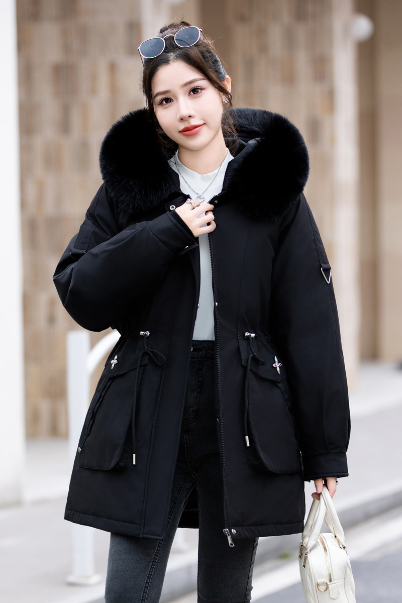 Abbigliamento da donna cappotto parka di grandi dimensioni cappotto in cotone con collo largo da donna stile coreano più vita in velluto cappotto caldo in cotone tendenza da donna_voghion.com