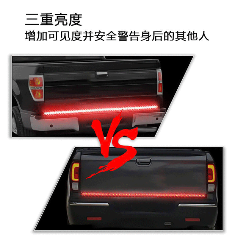 Cross-Border Hot-Selling Pickup Truck Rear Tail Light Multi-Functional Three-Row Three-Color Flowing Light Tube Car Pickup Truck Modification Light