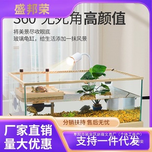 Basking table turtle glass ecological tank turtle rearing turtle tank large household tank villa rearing fish tank with landscaping