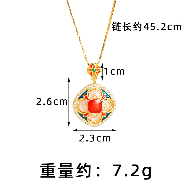 El collar de diamantes con incrustaciones de flores de cuatro hojas de alta calidad de oro de arena vietnamita no se desvanecerá durante mucho tiempo, exquisito anillo abierto, fuente de joyería al por mayor