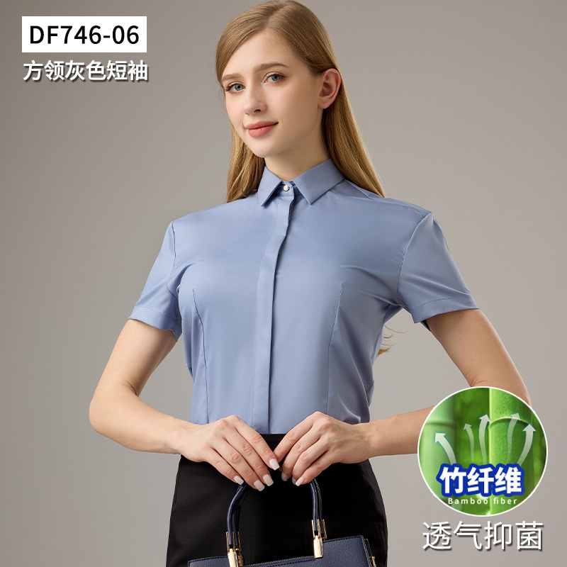 [bamboo fiber short sleeve] gray square collar / 35/s (recommended 42.5-47.5kg )