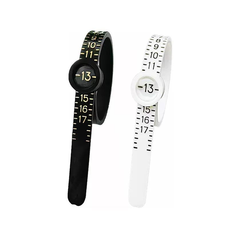 放大镜戒指测量尺黑色美码戒指圈 PU戒指尺 测量带放大调节尺寸