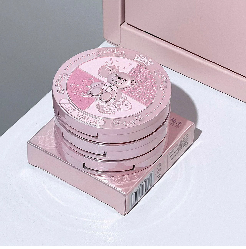 Art Value's new Bear Knight Three-color Blush plate, Rouge Plate, Makeup, Contouring and Highlighter all-in-one plate for export undefined