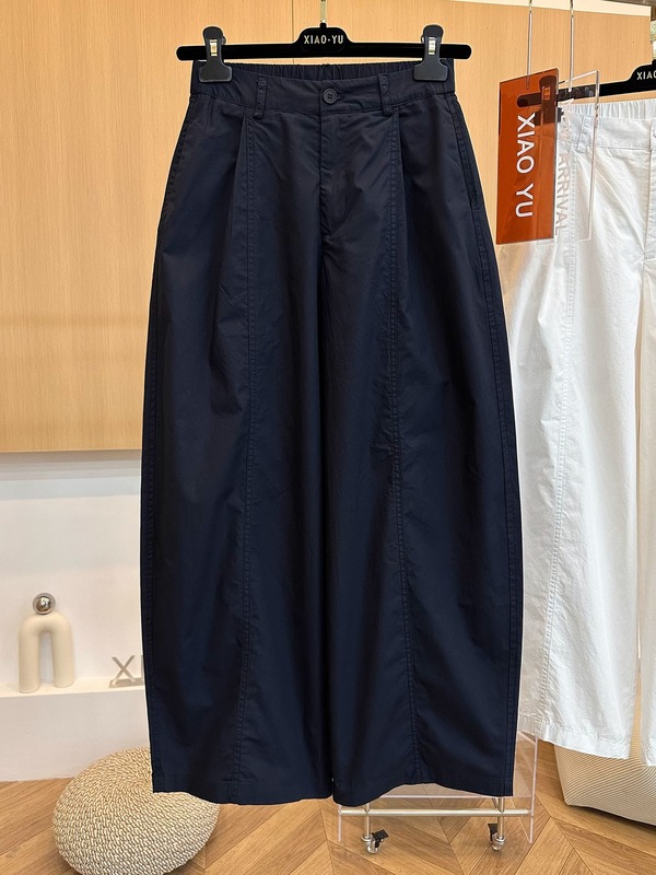 藏青色阔腿裤女夏季新款大码梨形身材小个子显瘦百搭九分休闲裤|undefined