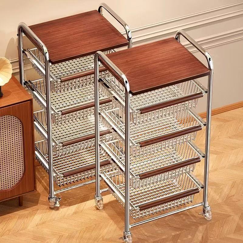 Middle Ancient Cart Living Room Snack Storage Rack Floor-Standing Movable Kitchen Fruit and Vegetable Rack Multi-Layer Household Storage Cabinet Middle Ancient Cart Living Room Snack Storage Rack Floor-Standing Movable Kitchen Fruit and Vegetable Rack Multi-Layer Household Storage Cabinet