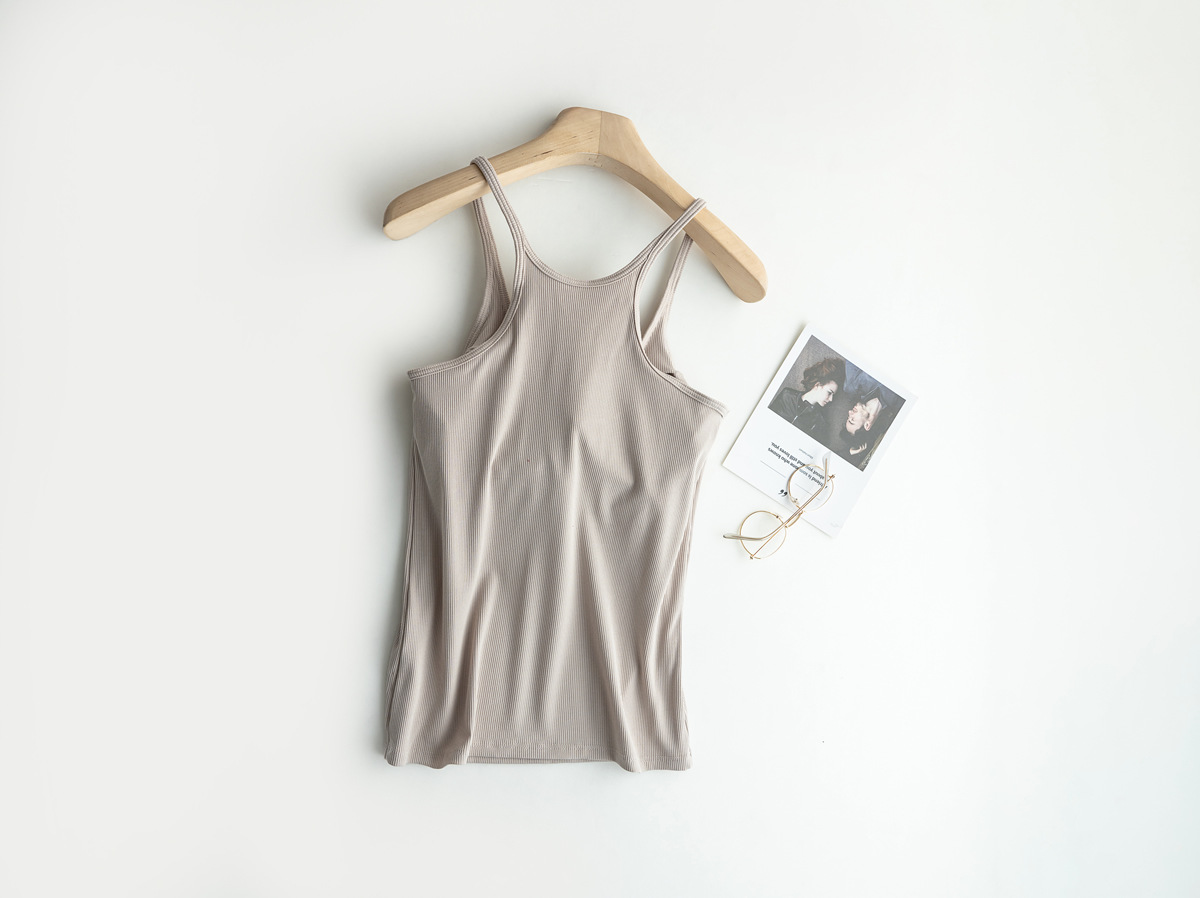Description Picture 3 of itemWomen Padded Soft Casual Bra Tank Top Women Spaghetti Cami Top Thread Vest Female Camisole With Built In Bra