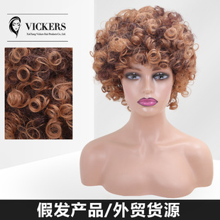 Foreign trade supply European and American double color small roll explosion head Chemical Fiber high temperature silk material wig head cover factory wholesale