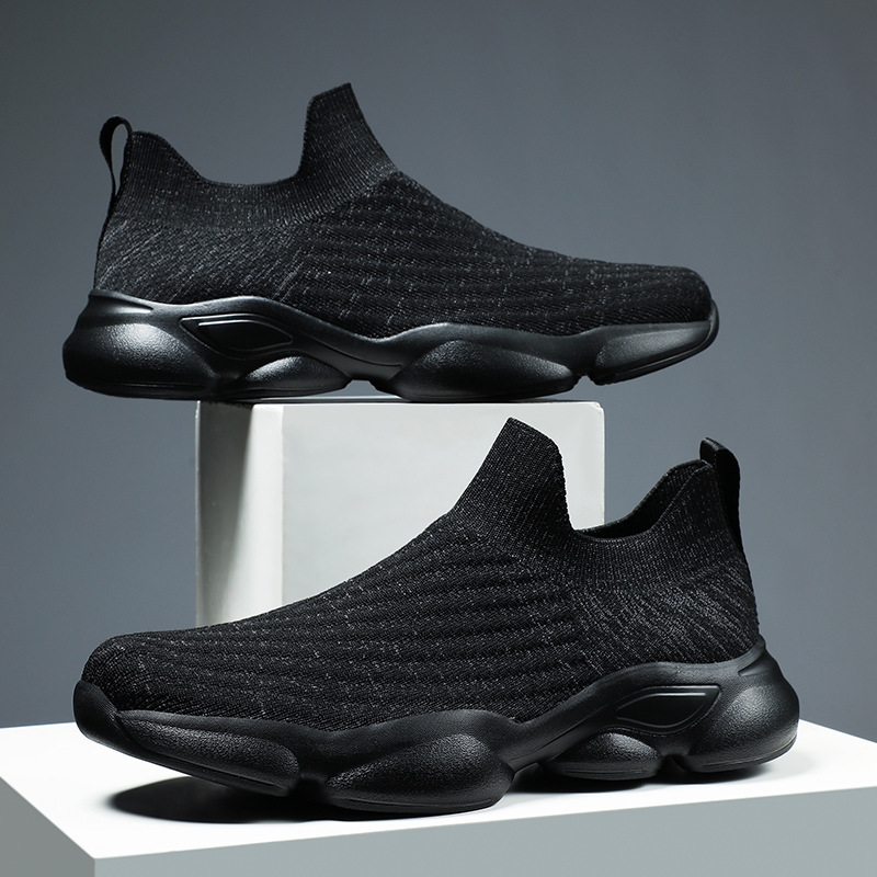 Cross-border Summer Men's Shoes Casual Sports Breathable Flying Hosiery Shoes 47 Large Size One Pedal Mesh Shoes Men's Lightweight