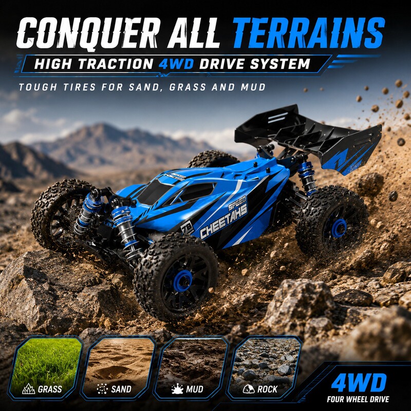 Cross-Border New Product 1:18 Four-Wheel Drive Full-Scale Remote Control High-Speed Pickup Truck Electric Desert Semi-Truck Model Car 70Km/H