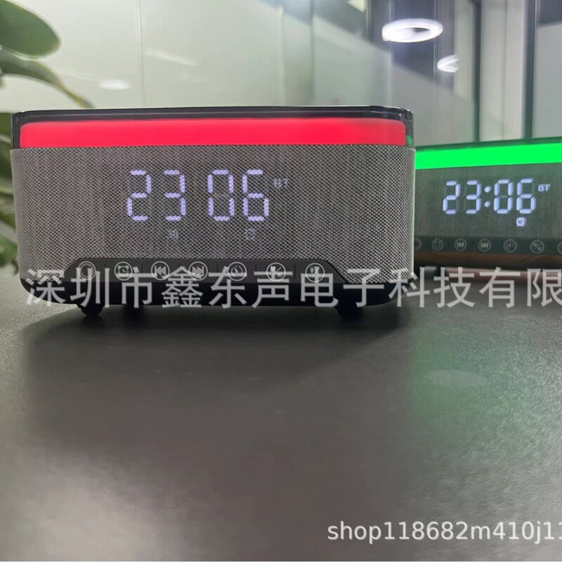 S300新型LEDディスプレイ時計目覚まし時計15wワイヤレス充電ホワイトノイズ高出力Bluetoothスピーカー|undefined