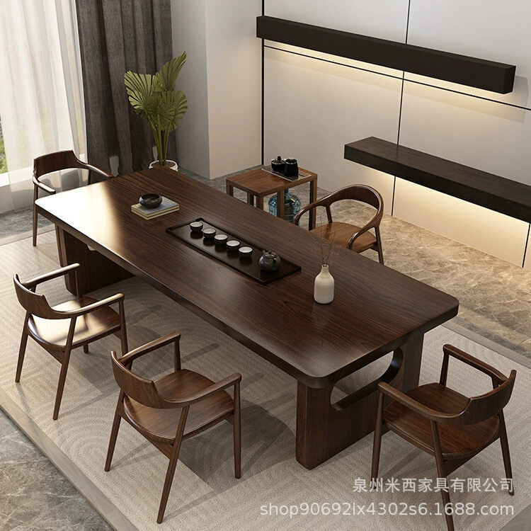 Новый китайский стиль из цельного дерева чайный стол из цельного дерева офисный большой стол, столы и стулья