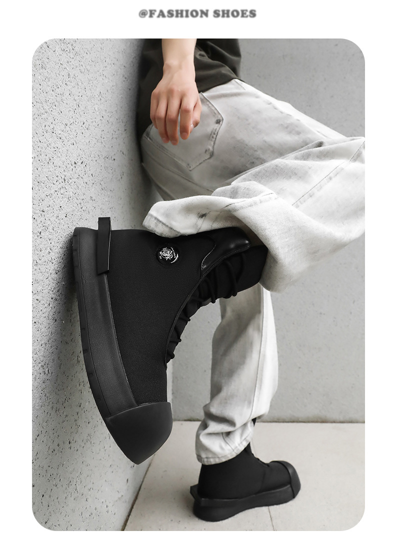 Pantofi sport casual pentru bărbați, cu talpă groasă, din pânză, cu aspect de înălțime, 2025, model nișă, cu design cu cap mare, pentru stradă, model high-end, X227_voghion.com