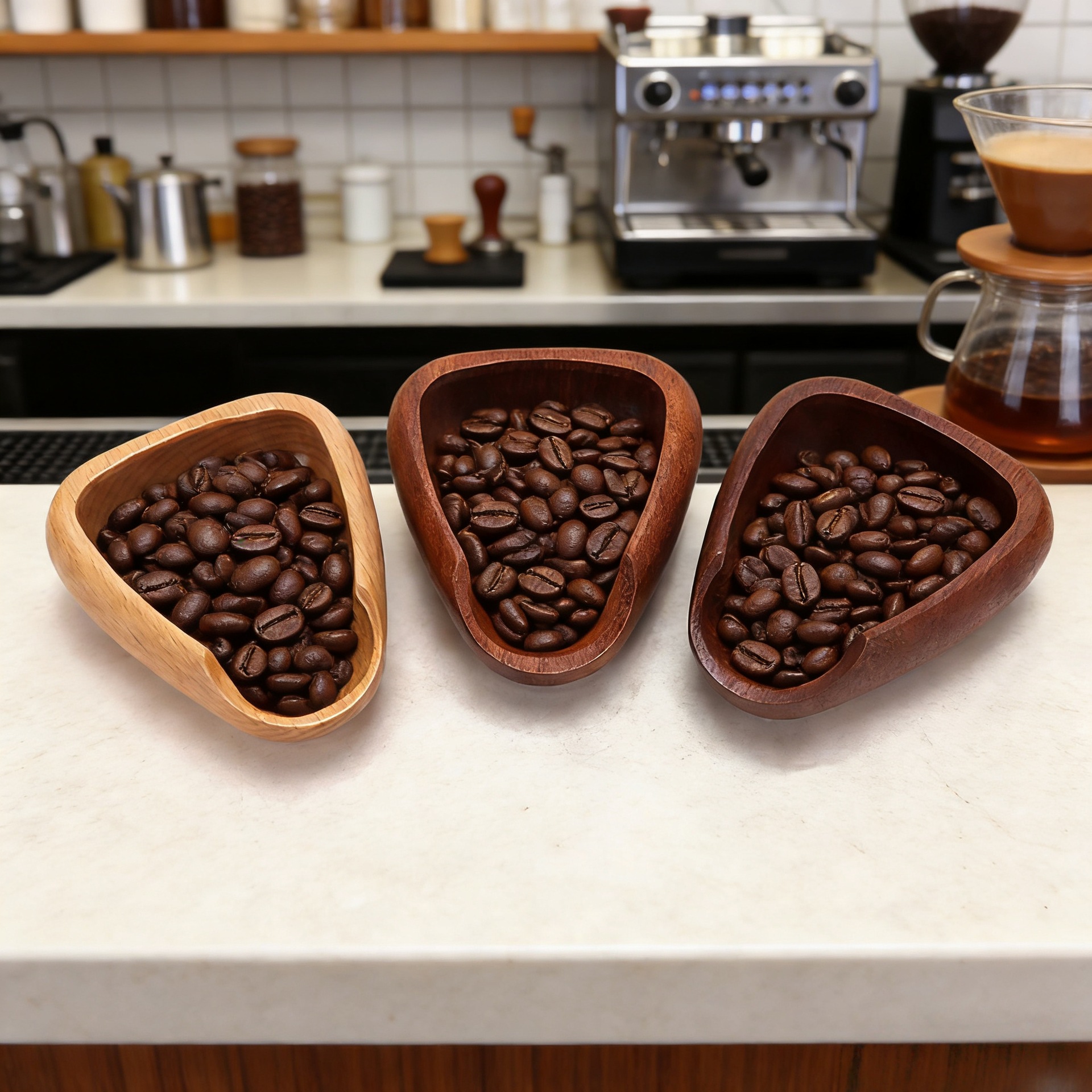 Pop-up nuez hayaja arena Billy café pesa plato de granos de madera cuchara de granos de café plato de pesaje de madera sólida