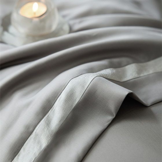 Heavy silky 100S Lanjing Tencel summer cool quilts four-piece set high-end solid color Lyocell antibacterial anti-mite summer quilts