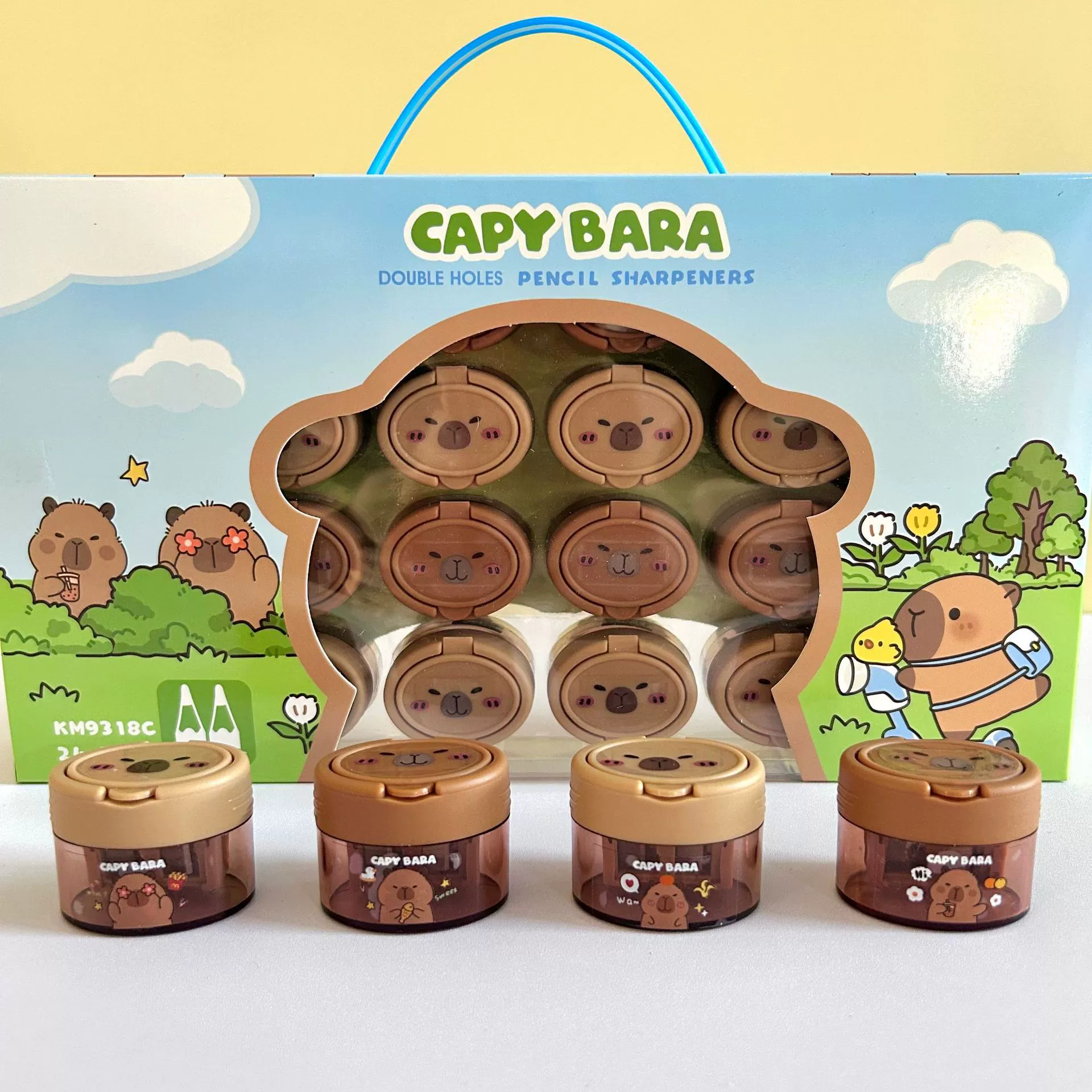Новая мультяшная точилка для карандашей капибала с двойным отверстием для учащихся начальной школы, универсальная милая мини-портативная точилка для карандашей капибары