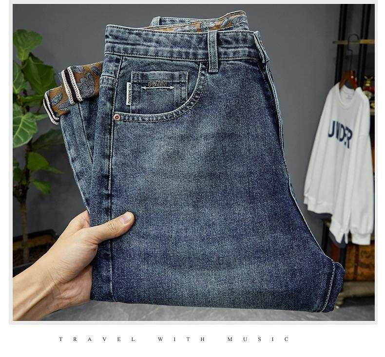 Jeans for men, high-end ruffian handsome, trendy embroidery and printing, elastic slim fit, small straight leg,_voghion.com