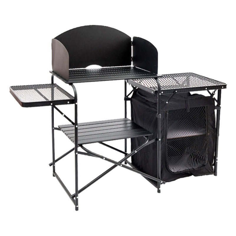 Lexiang al aire libre multi-funcional móvil cocina camping picnic partido aleación de aluminio plegable mesa de comedor con armario