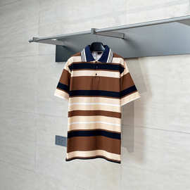 正确版本南油高品质LW家25s新款夏日度假系列经典条纹刺绣Polo衫