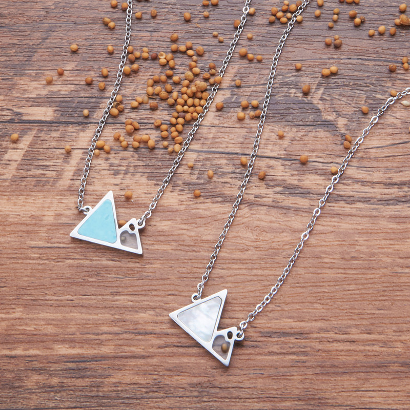 Charm Color Jewelry Trendy Simple Belief Turquoise/Shell Hill Mustard Seed Stainless Steel Necklace