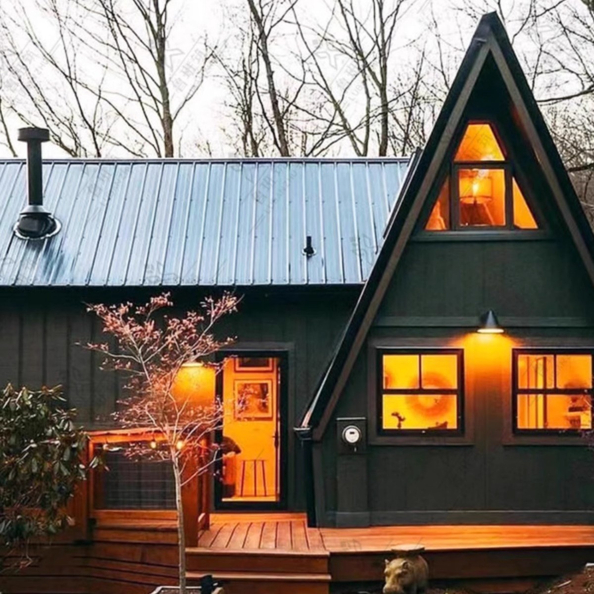 Triángulo integrado alojamiento residencial chalet resort campamento camping al aire libre red estrella famosa casa vacía anticorrosiva casa de madera villa